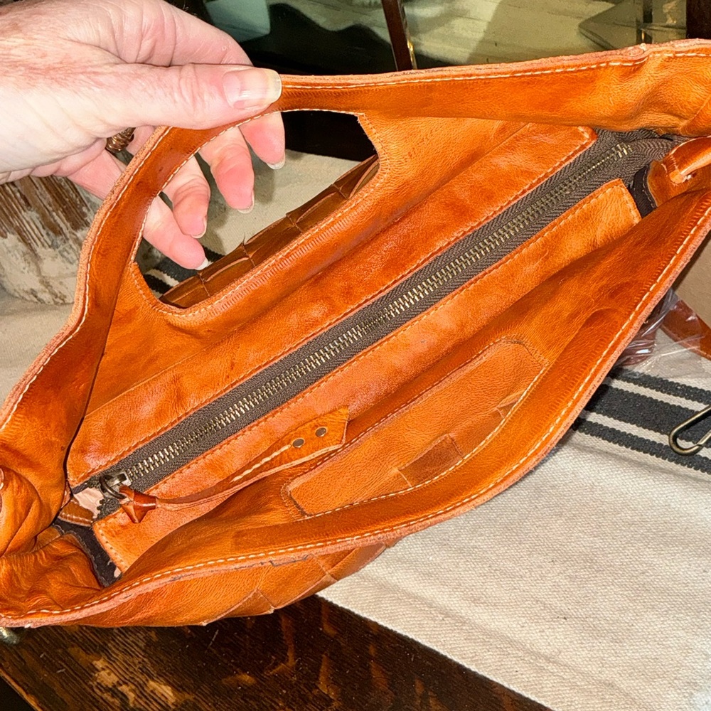 NWT Bed Stu Orchid Leather Satchel Handbag Crossbody Bag Cognac Dip Dye MSRP 280 - Picture 11 of 14